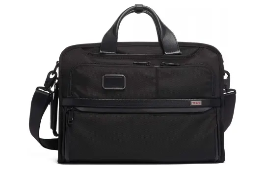 TUMI Alpha 3 Baller Nylon Laptop Bag, Portable Crossbody Briefcase Large Men's Black