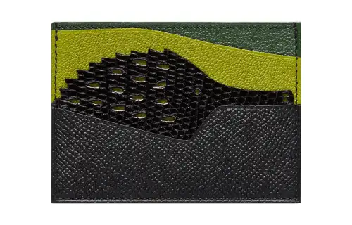 HERMES HISTOIRE NATURELLE Calfskin Mysore Goat Leather Crocodile Leather Card Holder Women's Neutral Color