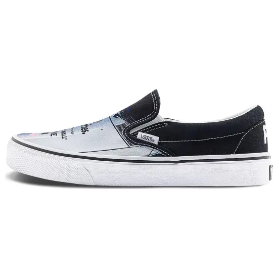 Slip On Peaches. One Universe X Classic Vans 'Black True White'