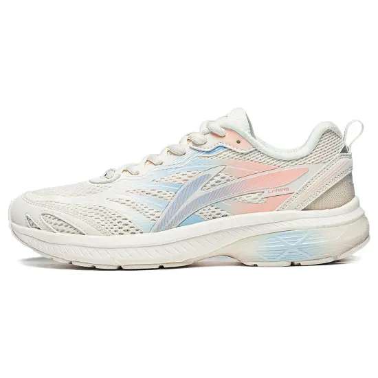 LiNing Chandelier Cushioned Slip-Resistant Breathable Low-Top Running Shoes Women's Beige Blue Pink