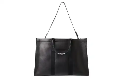 Balenciaga Cotton Canvas With Calfskin Tote Bag, Shopping Bag, Handbag Large Men's Black