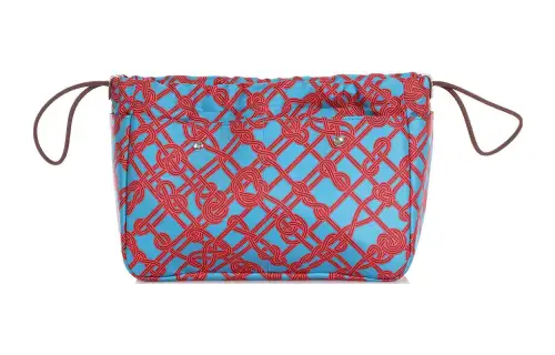HERMES Fourbi Silk With Cow Leather Bag Insert Storage Bag Clutch Women's Florida Blue & Light Tawny