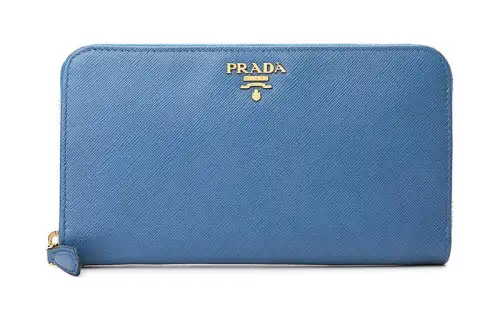 PRADA Saffiano Leather Wallet Women's Blue