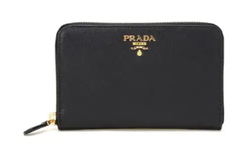 PRADA Cross Grain Cow Leather Short Wallet Small Unisex Black