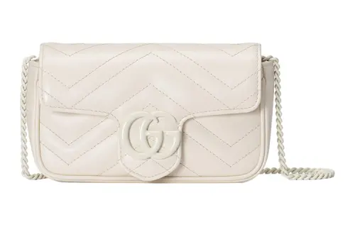 GUCCI GG Marmont Leather Shoulder Bag, Crossbody Bag Extra Mini Women's White