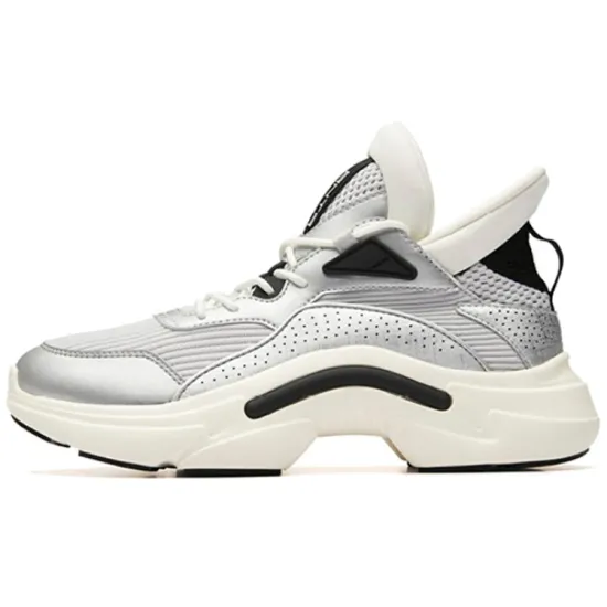 ANTA Casual Shoes Women's Low-Top Silver/Ivory White/Black