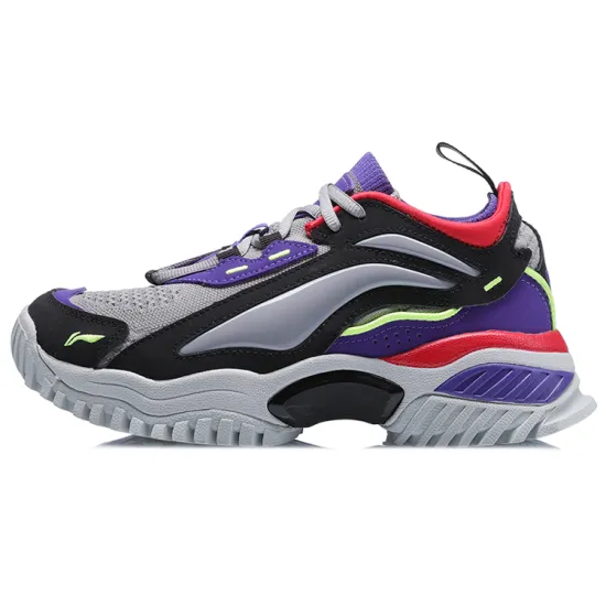 LiNing Casual Shoes Women's Low-Top Gray Black/Purple