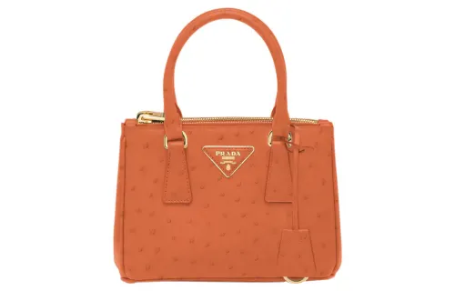 PRADA Galleria Killer Bag Ostrich Leather Shoulder Bag, Crossbody Bag, Handbag Mini Women's Orange