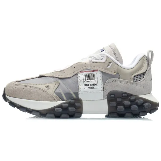 LiNing OVERLOAD Casual Shoes Men Low-Top Deer Leather Taupe/Snow Gray
