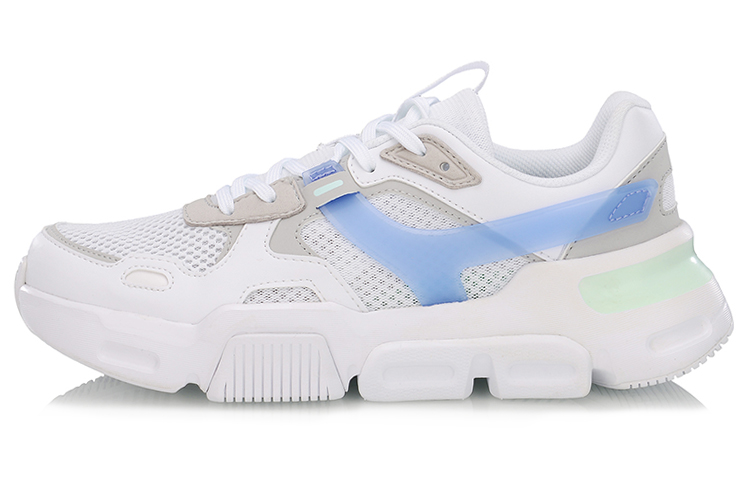 LiNing Mark trendy casual sports shoes for women, white ice blue