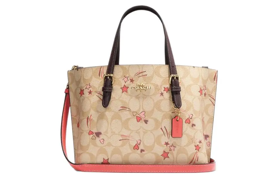 COACH Mollie Artificial Leather Tote Bag, Shopping Bag, Handbag, Shoulder Bag 25 Women's Umber