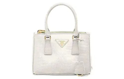 PRADA Galleria Killer Bag Lizard Skin Shoulder Bag, Crossbody Bag, Handbag Mini Women's White