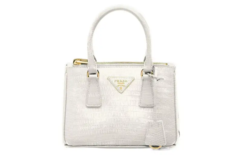 PRADA Galleria Killer Bag Lizard Skin Shoulder Bag, Crossbody Bag, Handbag Mini Women's White
