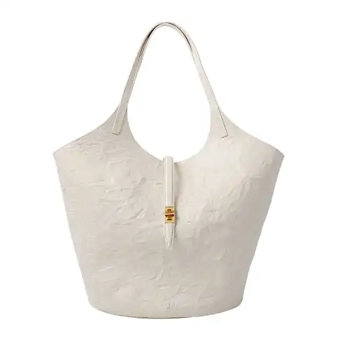 APEDE MOD Cow Leather Garden Basket Bag, Tote Bag, Shopping Bag, Handbag Large Women's Ivory