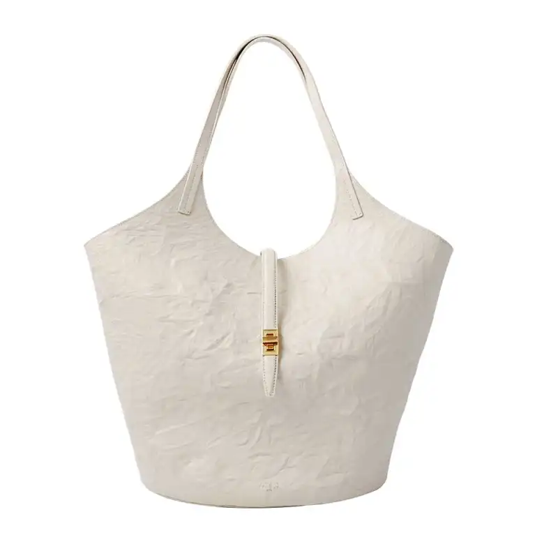 APEDE MOD Cow Leather Garden Basket Bag, Tote Bag, Shopping Bag, Handbag Large Women's Ivory