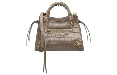 Balenciaga Neo Classic Leather Tote Bag, Shopping Bag, Portable Crossbody Bag, Shoulder Bag Mini Women's Khaki
