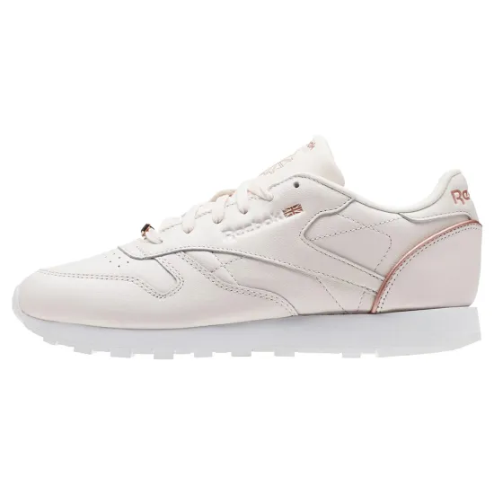 Reebok Classic Leather Lifestyle Shoes Women's Low-top White/pink/gold