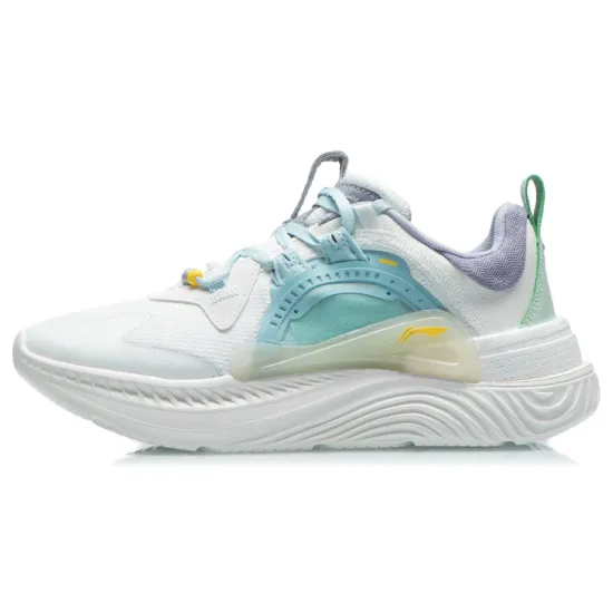 LINING Spark Casual Shoes Women's Low-Top Mist White/Light Belly Blue/Water Ripple Green