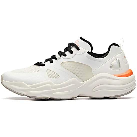Anta Life Collection Cushioned Slip-Resistant Breathable Lightweight Low-Top Casual Shoes Men's White Black Orange