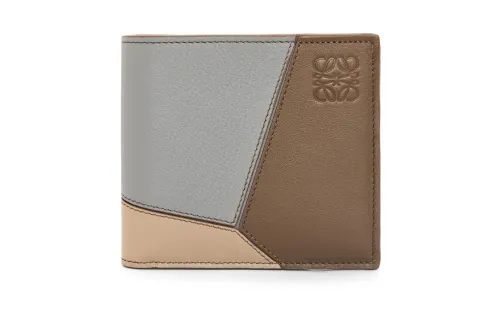 LOEWE Puzzle Calfskin Wallet Men's Asphalt Gray/Winter Brown