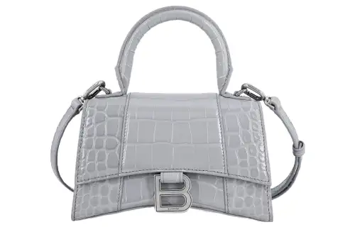 Balenciaga Cow Leather Hourglass Bag, Shoulder Bag, Crossbody Bag, Handbag Women's Ivory Gray