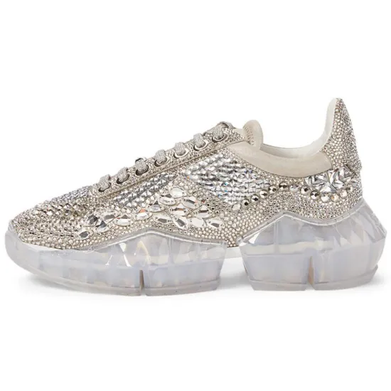Jimmy Choo Diamond F Low-Top Sports Casual Shoes Women's Silver