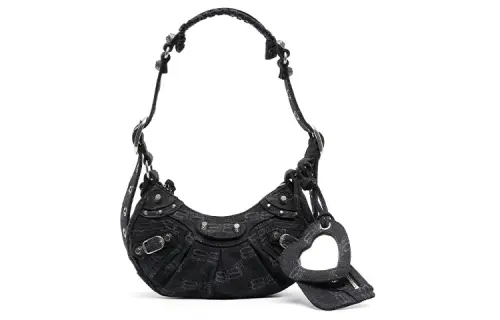 Balenciaga Le Cagole Cotton With Denim Crossbody Bag, Shoulder Bag Mini Women's Black