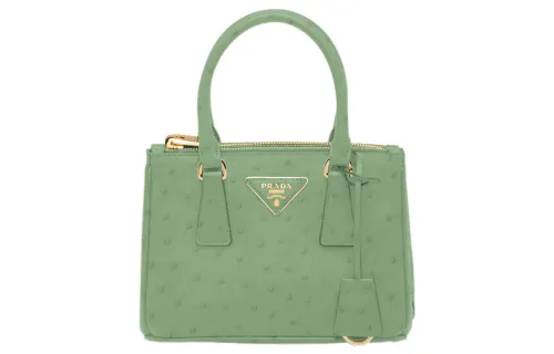 PRADA Galleria Killer Bag Ostrich Leather Shoulder Bag, Crossbody Bag, Handbag Mini Women's Light Green