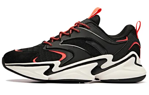 ANTA Casual Shoes Men's Low Top Black/Neon Bright Dark Red/Ivory White