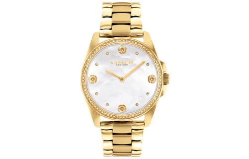 COACH Greyson Collection Wrist Watches Quartz Movement Stainless Steel Strap White Dial Women's Watch