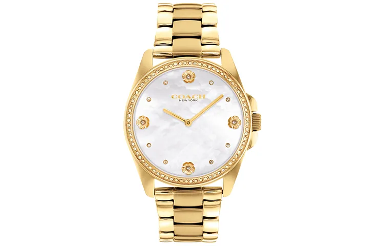 COACH Greyson Collection Wrist Watches Quartz Movement Stainless Steel Strap White Dial Women's Watch
