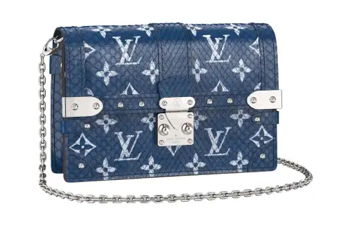 LOUIS VUITTON Trunk Python Skin Soft Box Shoulder Bag, Crossbody Bag, Wallet Men's Blue
