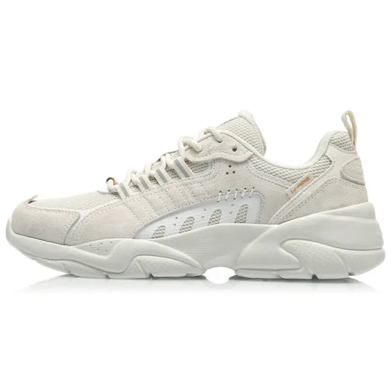 LiNing Moonchaser Cushioned Slip-Resistant Abrasion-Resistant Low-Top Casual Shoes Men's Pearl White