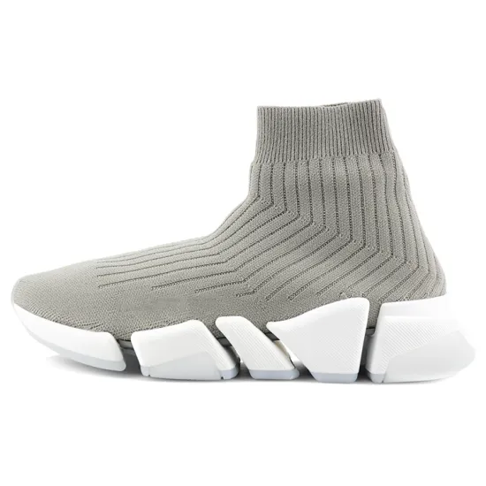 Balenciaga Speed Trainer Rib Knit Light Gray Women's