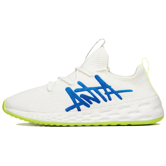 ANTA Casual Shoes Men Low-Top Ivory White/Vibrant Blue