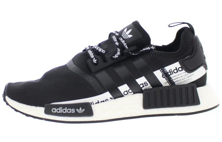 Adidas originals NMD_R1 synthetic leather, fashionable woven sports, non-slip and wear-resistant, low-cut lifestyle shoes, same style for men and women, black and white