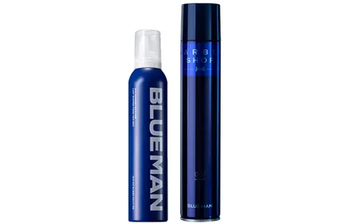 PRIME BLUE Set, elastic hair spray, wax from foam, styling, adds volume, 330 ml, 420 ml