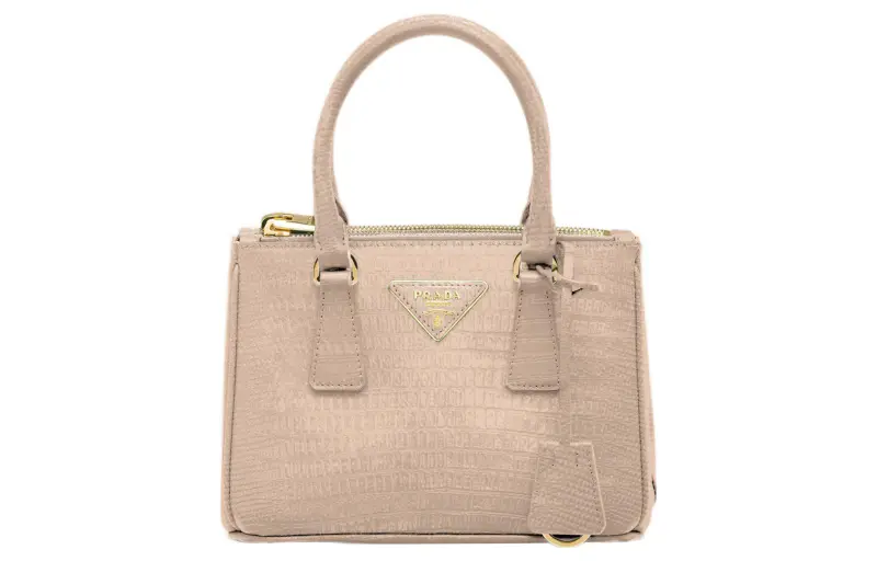 PRADA Galleria Killer Bag Lizard Skin Shoulder Bag, Crossbody Bag, Handbag Mini Women's Lotus Powder