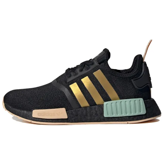 Adidas Originals Nmd R1 Black Gold Metallic Halo Amber Women's