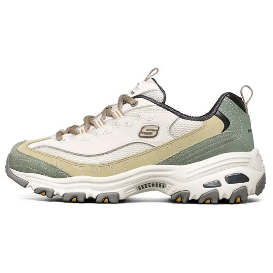 Skechers D'Lites 1.0 Casual Shoes Women's Low-Top Natural/Olive/Black Yellow/Green/Brown