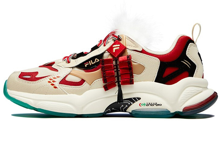 Мужские кроссовки Fila FUSION RJV (бежево-белые с темно-красным)