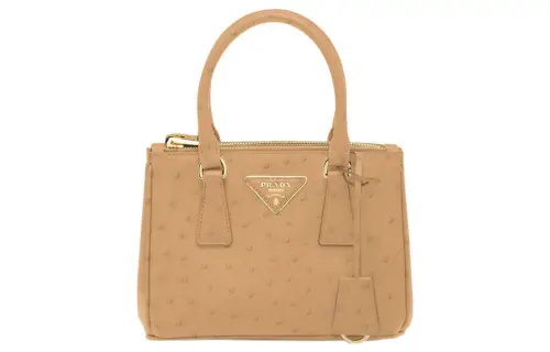 PRADA Galleria Killer Bag Ostrich Leather Shoulder Bag, Crossbody Bag, Handbag Mini Women's Khaki