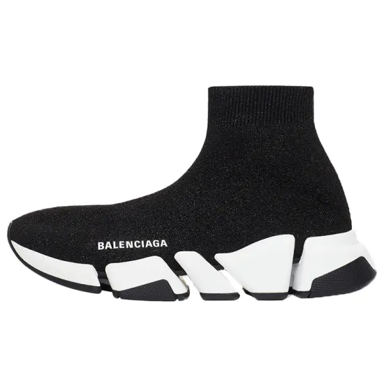 Balenciaga Speed 2.0 Black White Shiny Women's