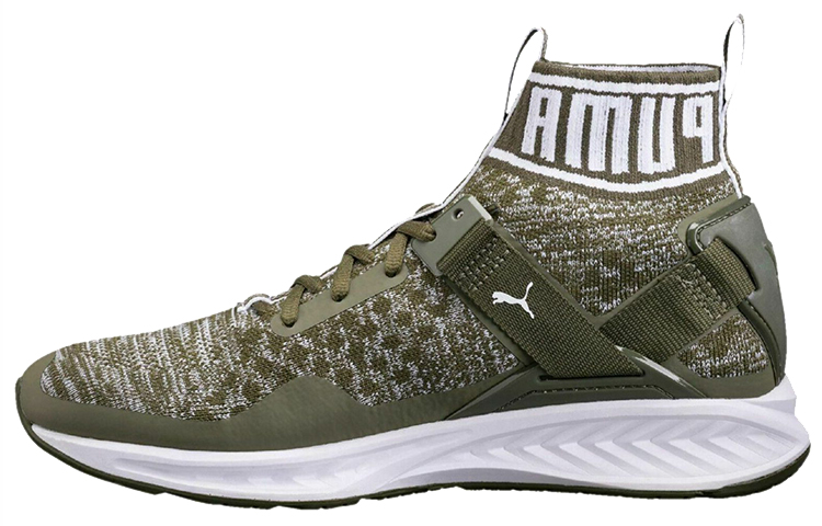 PUMA Ignite EvoKnit Running Shoes Green/White