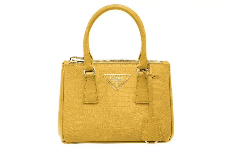 PRADA Galleria Killer Bag Lizard Skin Shoulder Bag, Crossbody Bag, Handbag Mini Women's Yellow