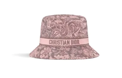 DIOR Letter Print Cotton Bucket Hats Women's Pink