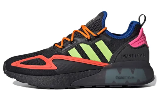 Adidas Originals ZX 2K Boost Fabric Breathable Low top Casual Shoes Unisex Black Orange