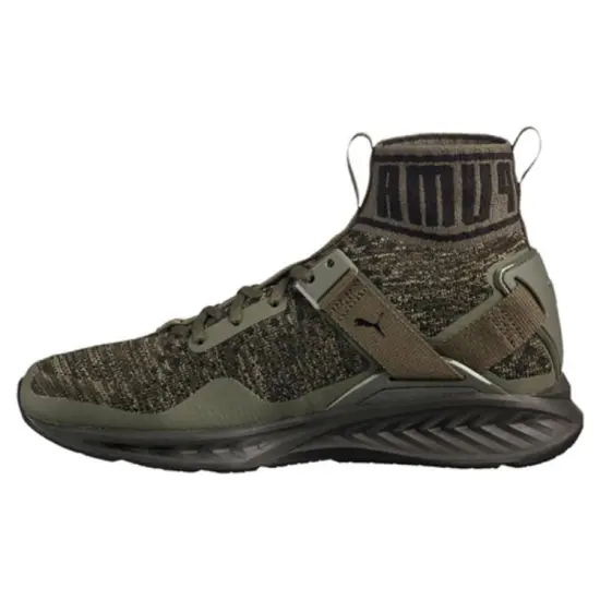 Puma Ignite Evoknit Lifestyle Shoes Men High-top Olive Green/black