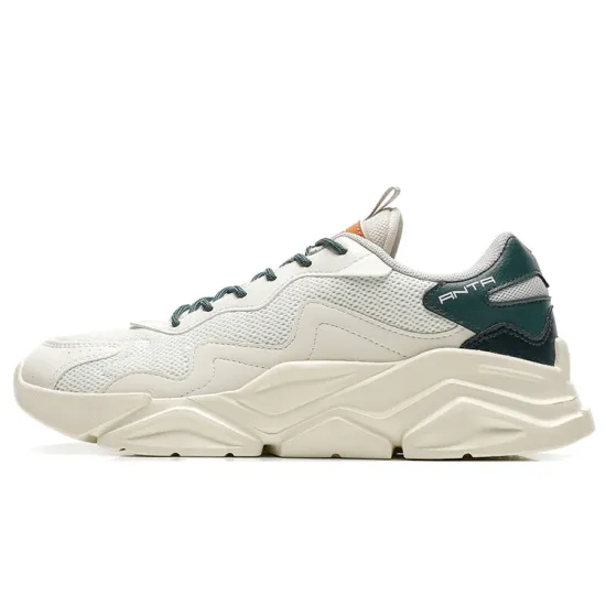 Anta Life Collection Cushioning Anti Slip And Wear Resistant Low Top Casual Shoes Men's White Green