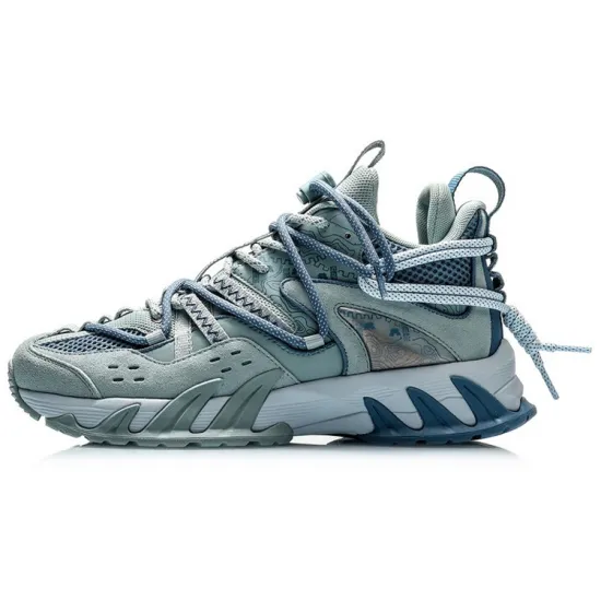 LiNing Slip Resistant Breathable Low Top Casual Shoes Men's Gray Mist Green